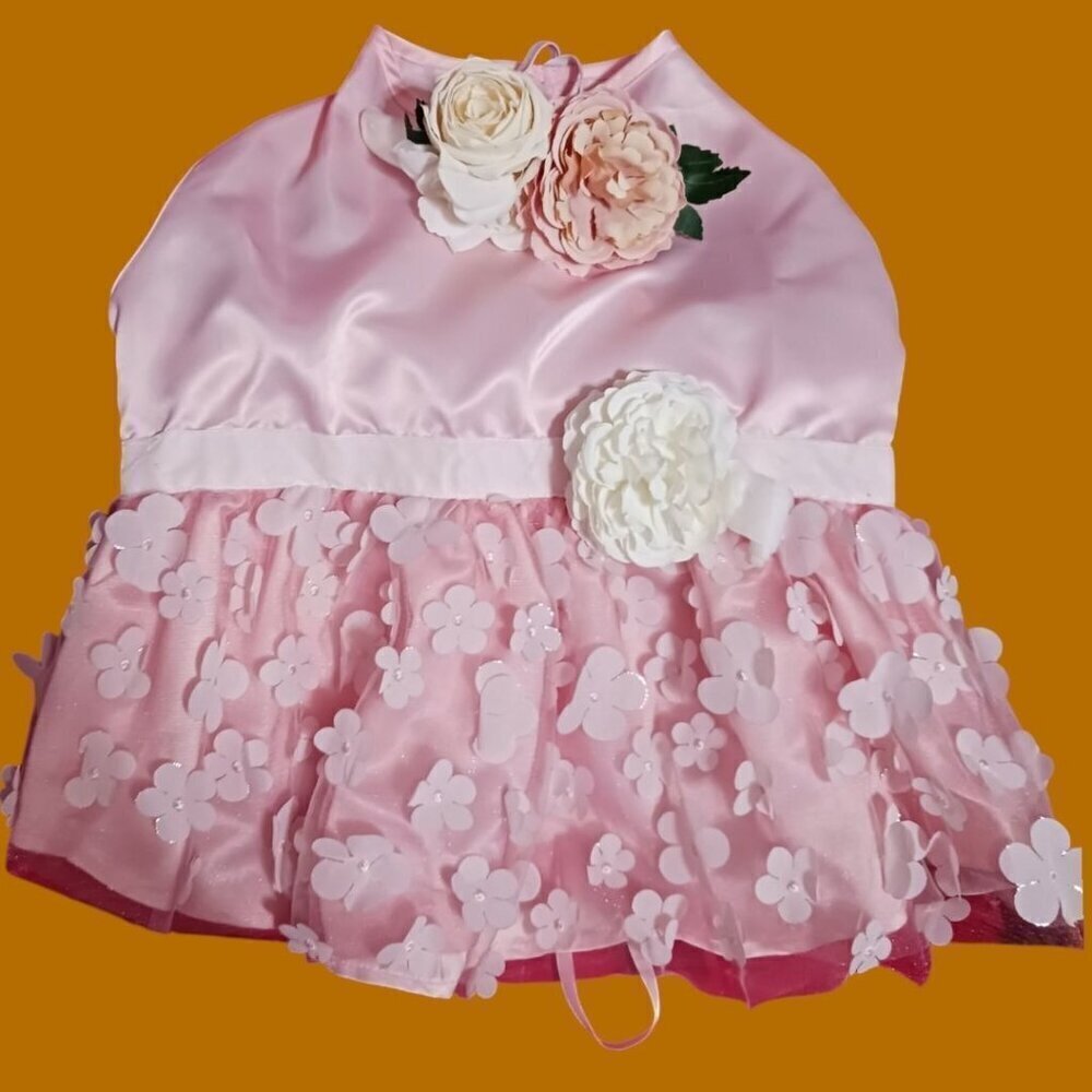 Top Paw Pet Dress & Headband Pink Floral Large